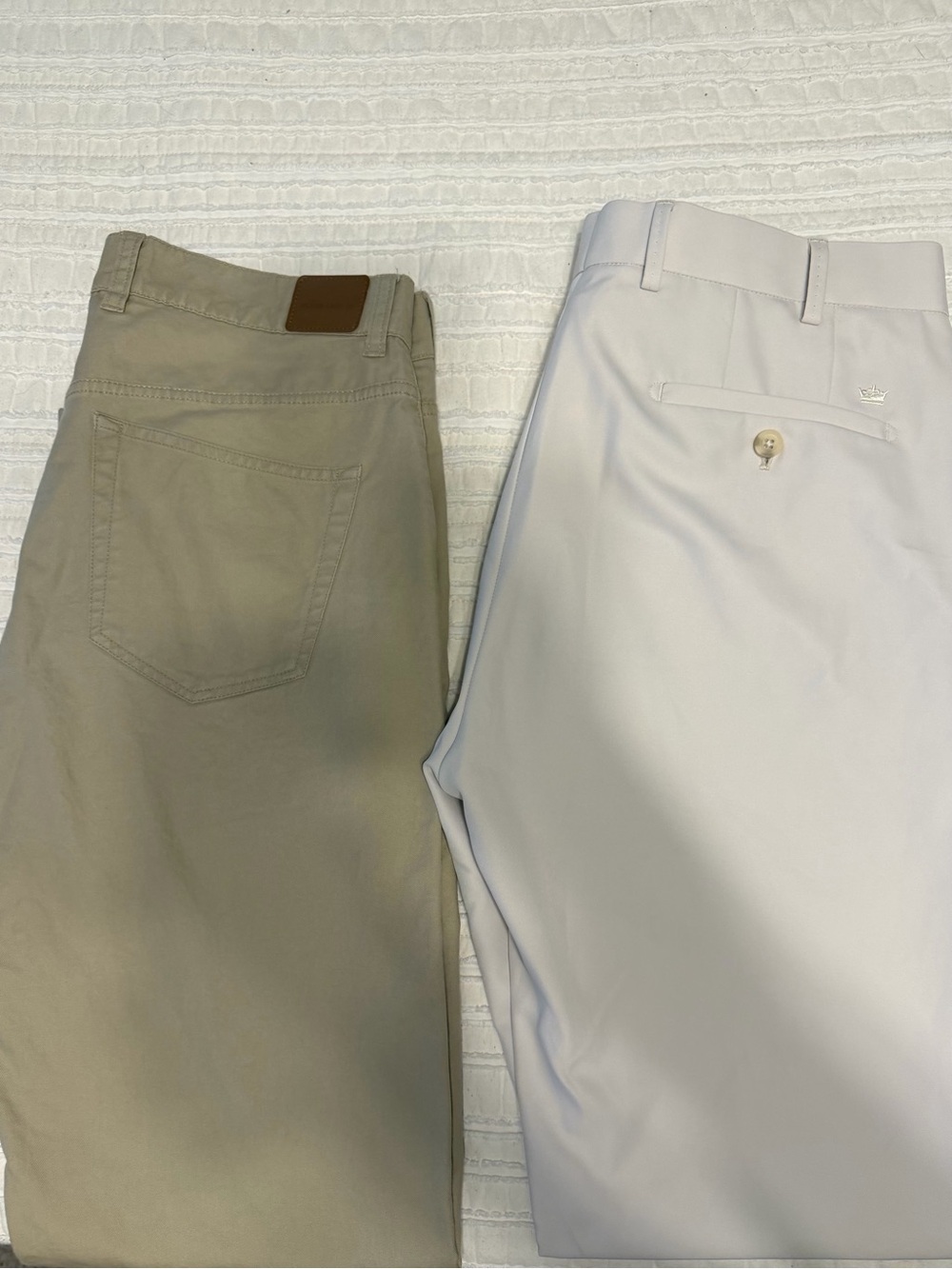 Peter Millar Tan Chino and Light Gray Dress Pant Pair